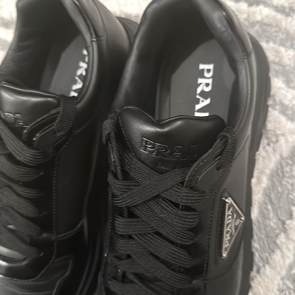 Mens Prada “Prax” Leather Sneakers in Black Brand New condition Size U.S. 9 - Picture 5 of 5